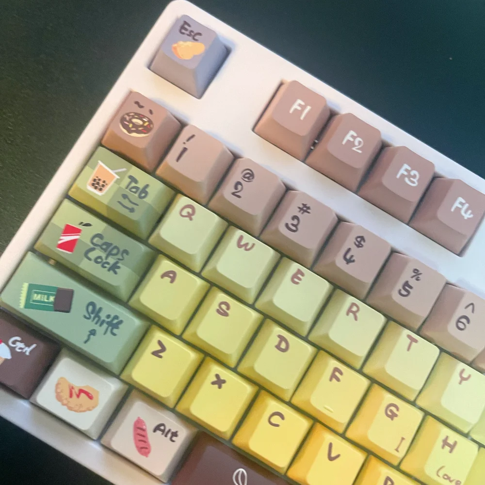 Oem Moa Soa Xda Keycaps Five Sided Heat Sublimation French Fries Hamburgers Fried Chicken Colano Weight Loss Theme Keycap 134Key