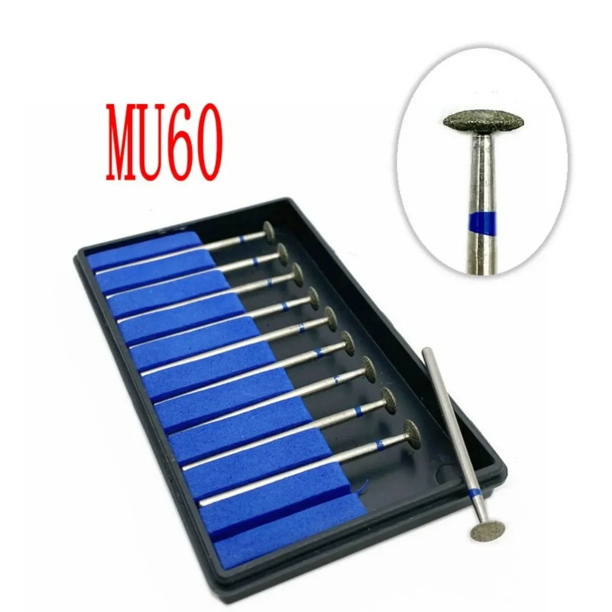 10pcs/kit Dental Lab Nail Drill Bits Part Electroplated Diamond Point Polisher Dentisty HP Diamonds Burs Rotary Bur Set MU60