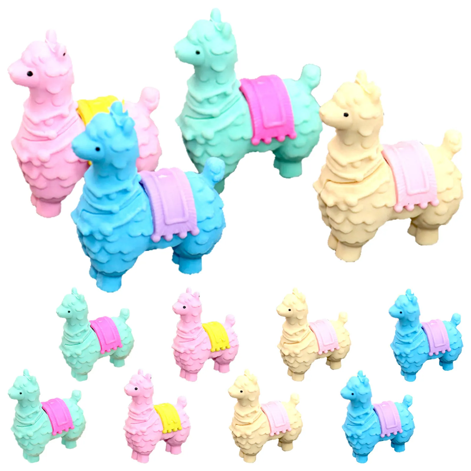 50個入り-アルパカ-3d-動物消しゴム-子供と大人向け-かわいいミニ教室用消しゴム-新学期用品-宝箱の賞品