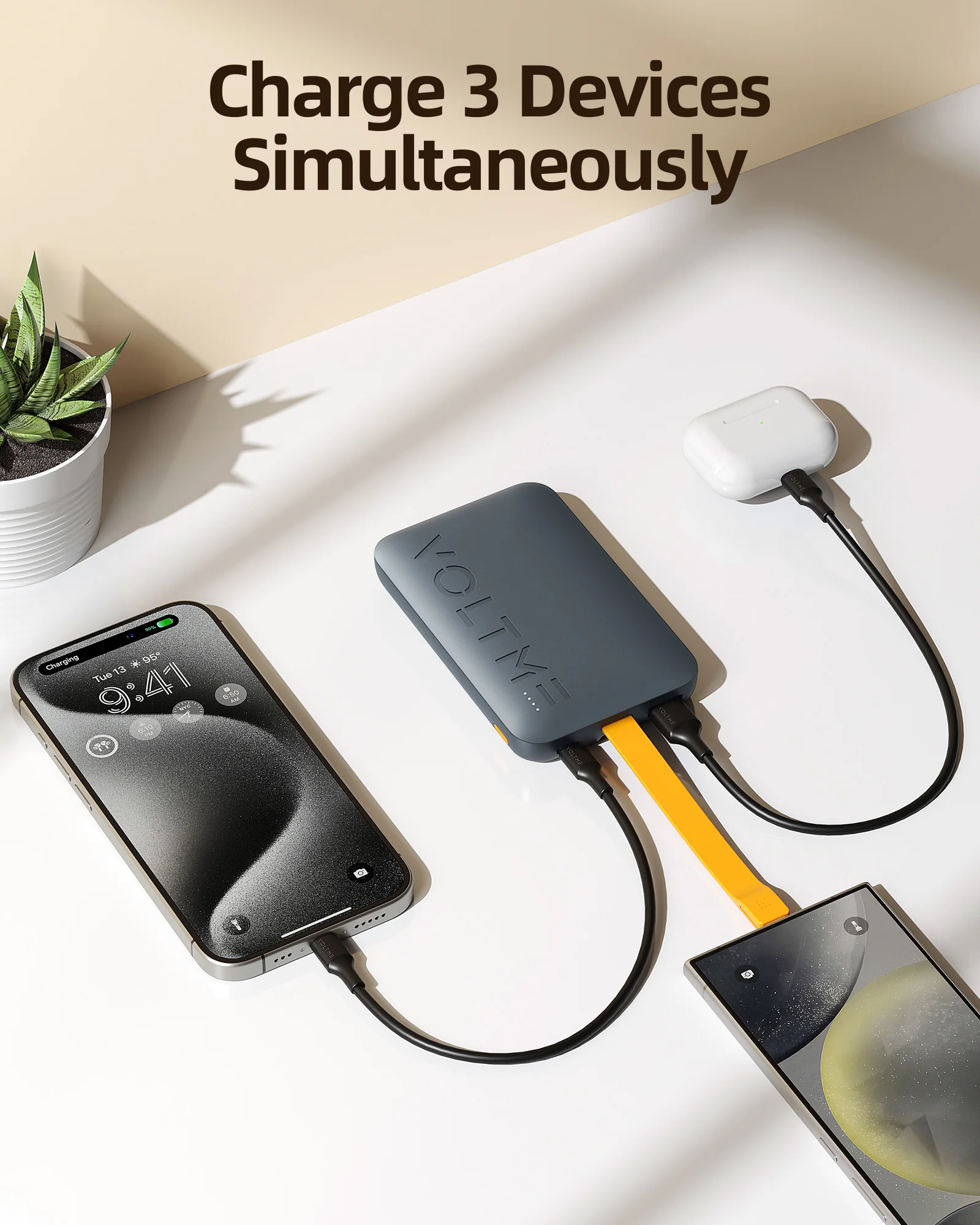 VOLTME 휴대용 고속 충전기, USB C 보조배터리, 10000mAh 배터리 팩, PD 20W 휴대폰 충전기, 아이폰 15 프로, 삼성 S24 용