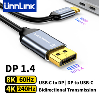 Unnlink USB C to 8K DisplayPort 1.4 for iphone 15/16 Macbook Pro iPad Compatible Thunderbolt 3/4/5 Two-way Bidirectional Cable