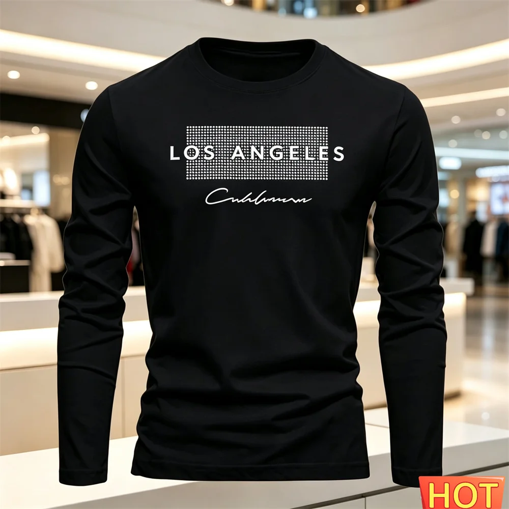 Men's Casual Long sleeved T-shirt New Autumn Winter Versatile Cotton Comfort T-shirt Letter loose men's hoodie tops men clothing