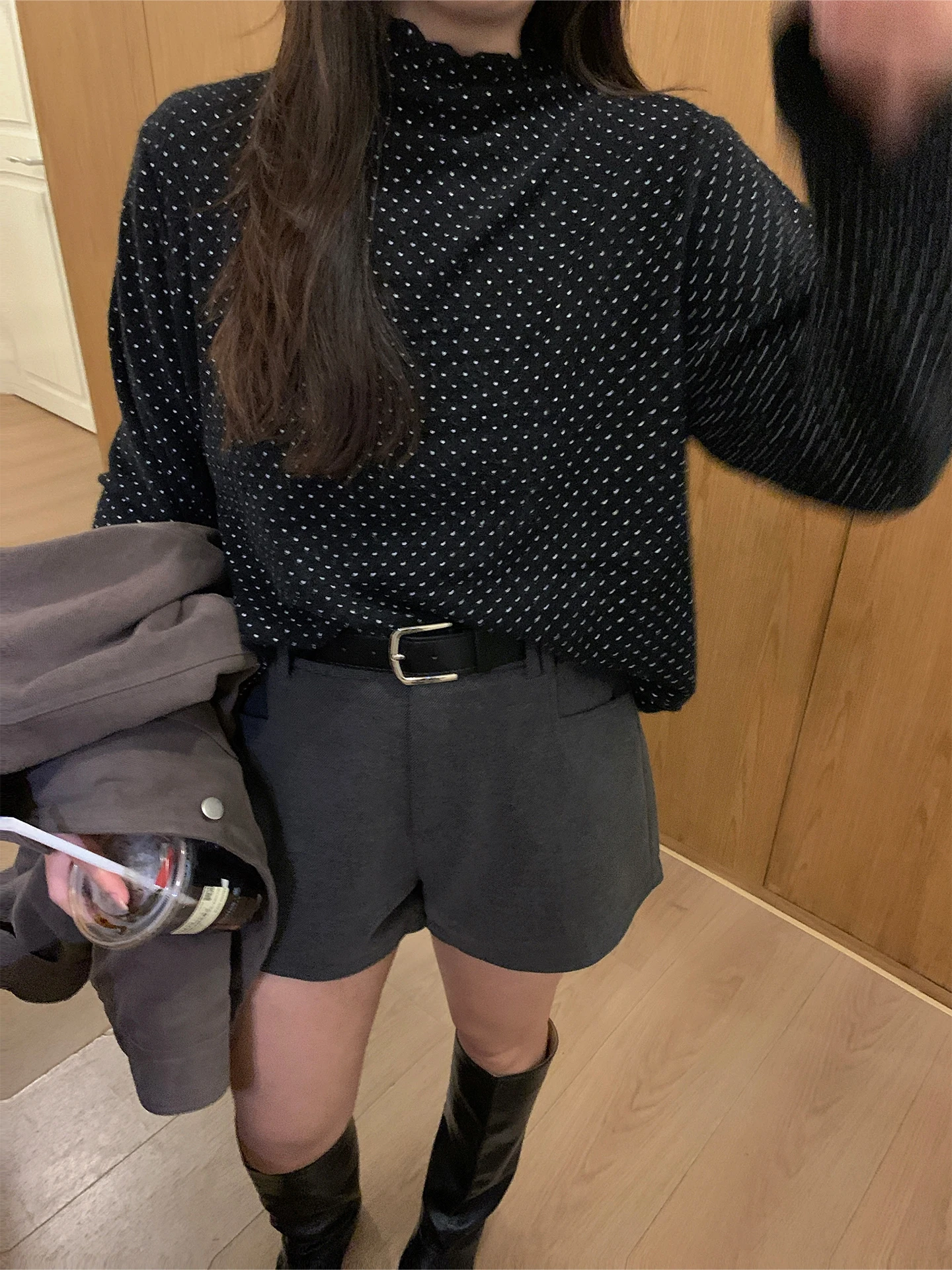 

Linda Laugh Thiened Woolen ort Pants Women Autumn Winter High Waist High Quali Korean Sle plus Size Faionable Trousers