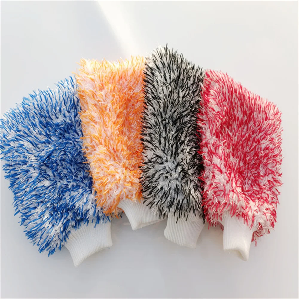 Microfiber Car Washing Mitt Ultra Soft Plush Cleaning Glove Double-sided Car Wash Cleaning Towels Auto Care Wax Detailing Brush