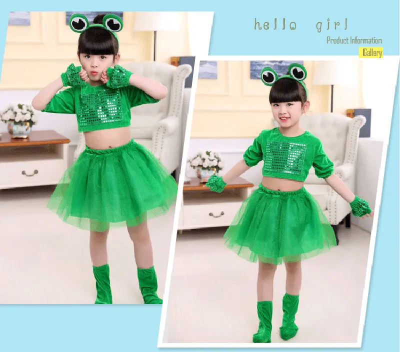 Green Girls Ballet Dress For Children Girl Jazz Dance Costumes For Girls Animal Frog Performance Costume Kid Stage Dancewear