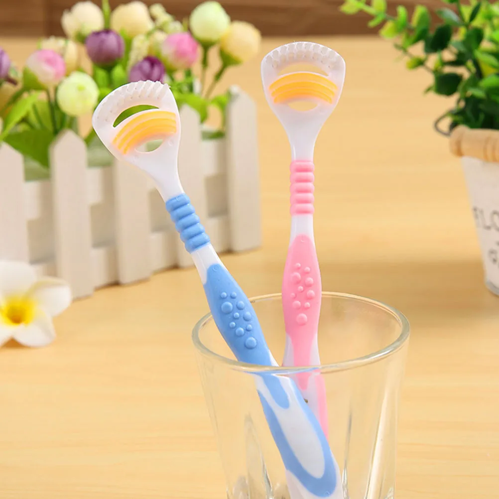 

4 Pcs Tongue Cleaner Scraper Coating Remover Oral Cleaning Tools for Adults Child Fresh Breath Halitosis Solution Plastic