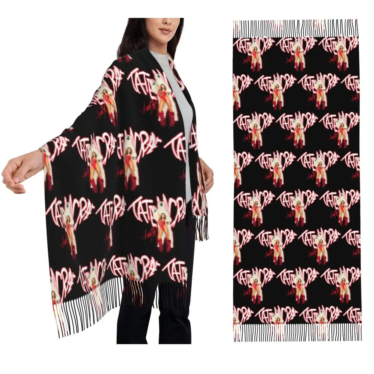 

Grooviness Tate Mcrae - Autograph Scarf Tassel Scarves for Women Soft Warm Shawls and Wraps Long Fall Winter Shawl Wrap