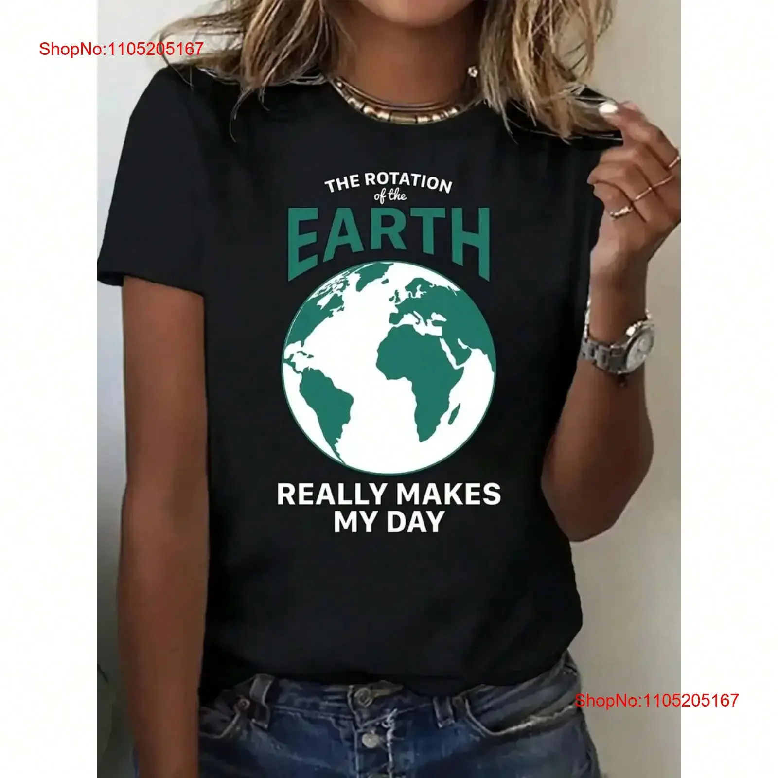 

Women's Earth Rotation Pattern T shirt Casual and Comfortable d vintage Washed Slightly streetwear fashion graphic homme