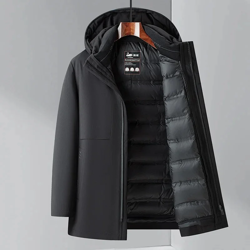 

Detachable Inner Lining Goose Down Jacket Men Warm Loose Fluffy Padding Thick Parka Coat Male Puffer Man Winter Clothes