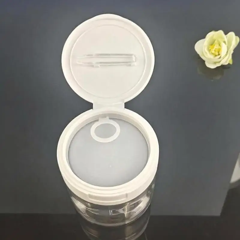 Make-up-Entferner-Pads im Glas mit Pinzette, runder, transparenter Behälter, leere Flaschen, Flasche mit breitem Mundstück und Klappe, Aufbewahrung für Lotion – Detail 7