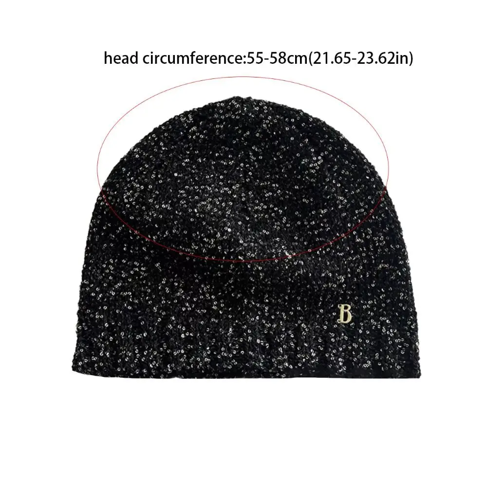 Fashion Bow Bowknot Beanies Hat Warm Cap Black Sequin Knitted Hat Wool Hat Beanies Knit Cap Winter