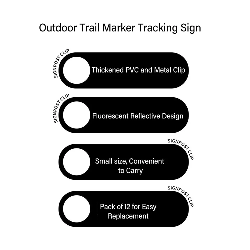 12PCS Durable Fluorescent Reflective Trail Markers PVC Iron Clips High Visibility Tree Tacks Tracking Marks for Hiking