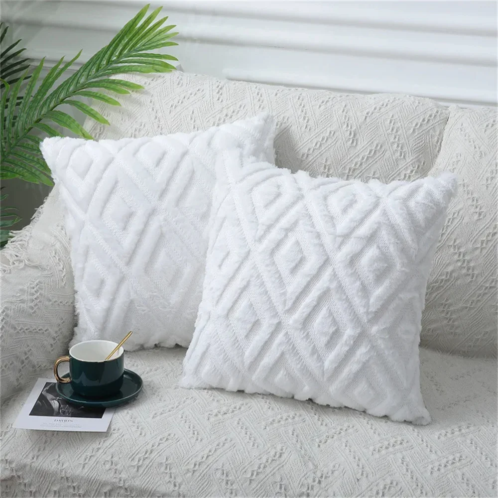 Olanly Soft Cushion Cover 45x45 Plush Pillow Case Cozy Home Decor Throw Pillow Case Living Room Bedroom Sofa Pillow Cover 50x50