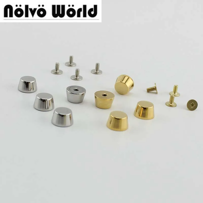 

4-10-50pcs 100% stainless steel 12.1X9.5X7.2mm Gold/Silver Finish Repair bags purse base feet rivets studs