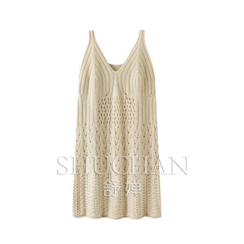 Sexy Spaghetti Strap Dress Pure 100% Pure Cashmere Mini Dress Women Knitted Sweater  Vestido Feminino