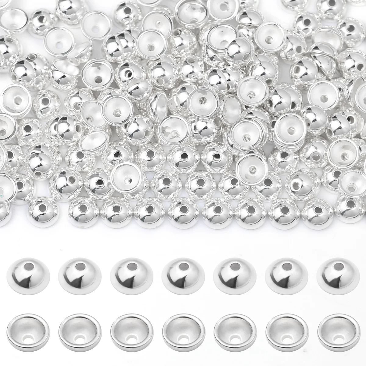 

WLYeeS 8 мм серебряный цвет перфорированная крышка чаши для изготовления ожерелья, браслетов, подвеска из бисера, сделай сам, ювелирные аксессуары, поиск