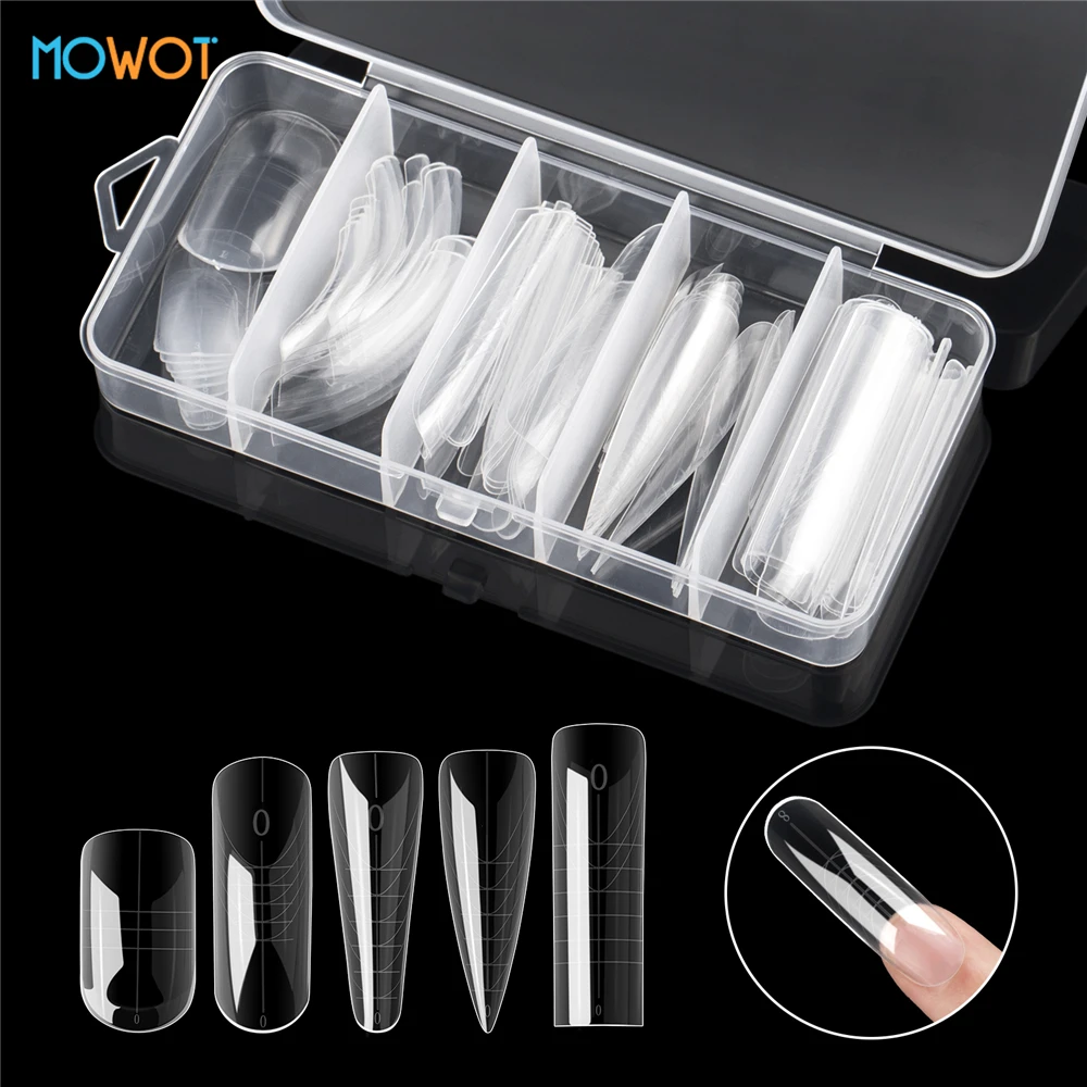 MOWOT غطاء كامل أشكال مزدوجة مجموعات قوالب الأظافر قابلة لإعادة الاستخدام الاكريليك بناء سريع هلام قالب أظافر صناعية نصائح تمديد أدوات مانيكير