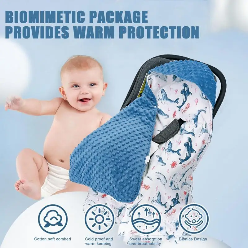 Soft Cotton Car Seat Blanket Swaddling Wrap Blanket For Toddler Winter Warm Windproof Foot Muff Cover Blanket Seat Cushion