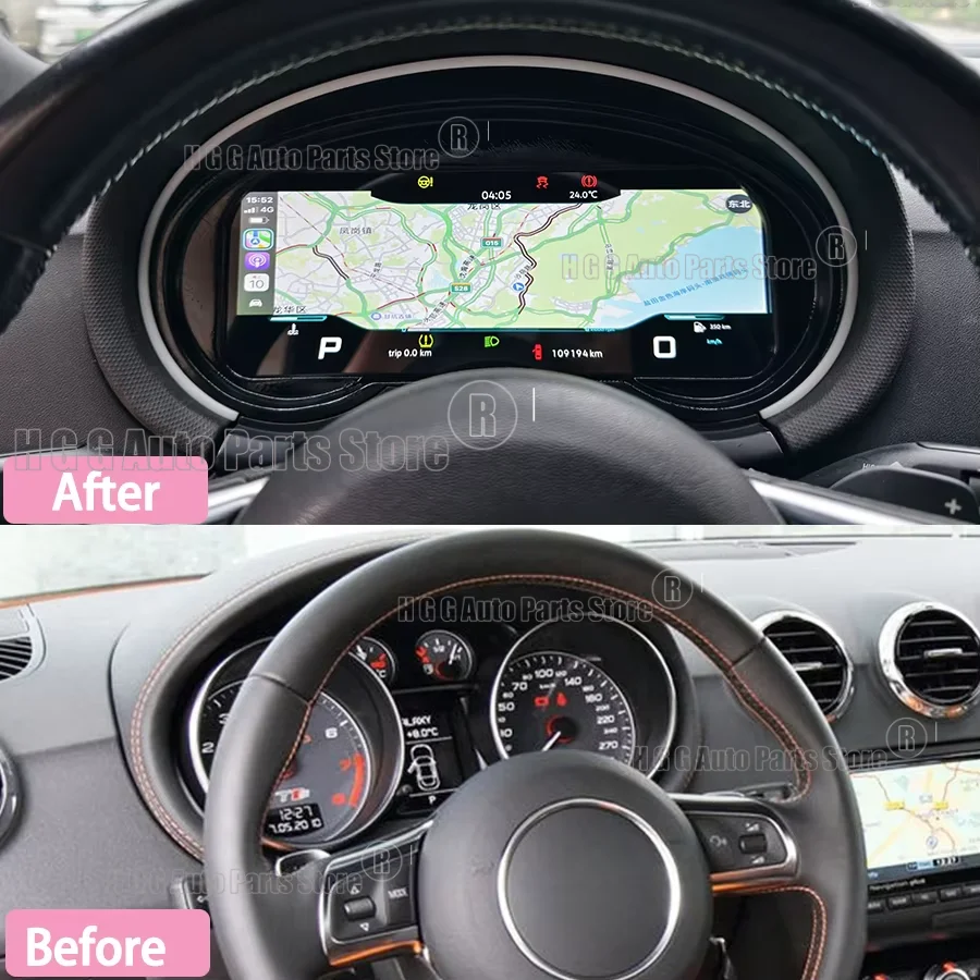 For Audi TT TTS 2008-2014 LCD Instrument Cluster Digital Dashboard Panel Gps Speedometer Virtual Cockpit Tachometer Clock 12inch
