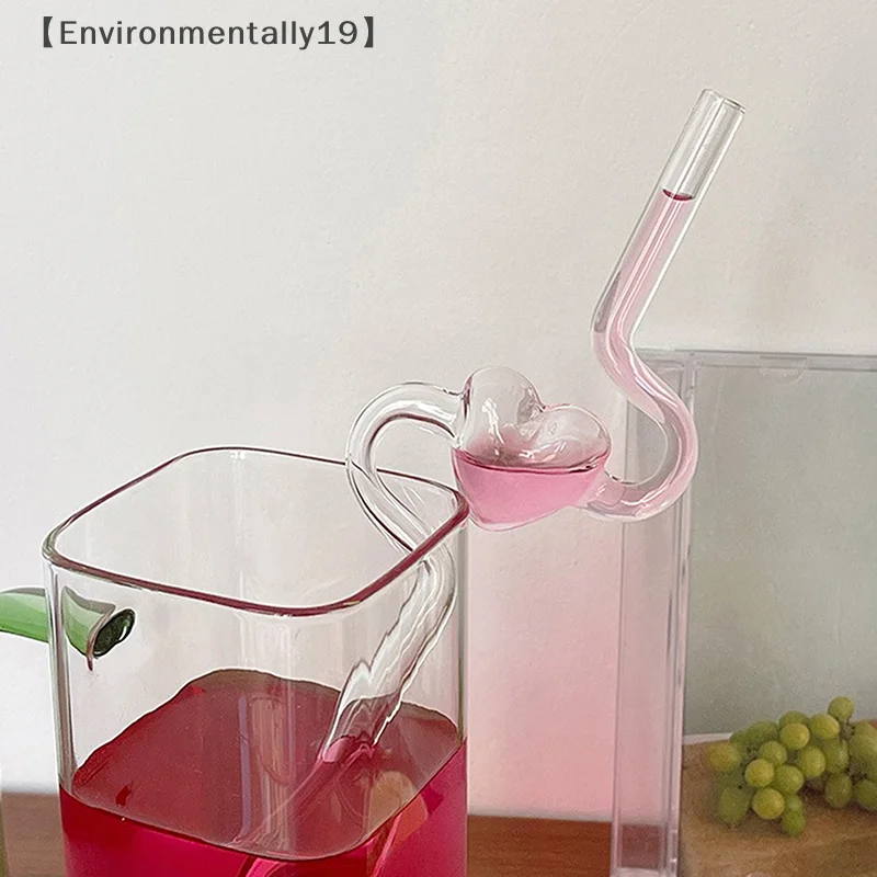 Creative Heat-resistant Transparent Glass Straw Milk Tea Juice Reusable Glass Twist Straws Bending Long Stem Sip Straw