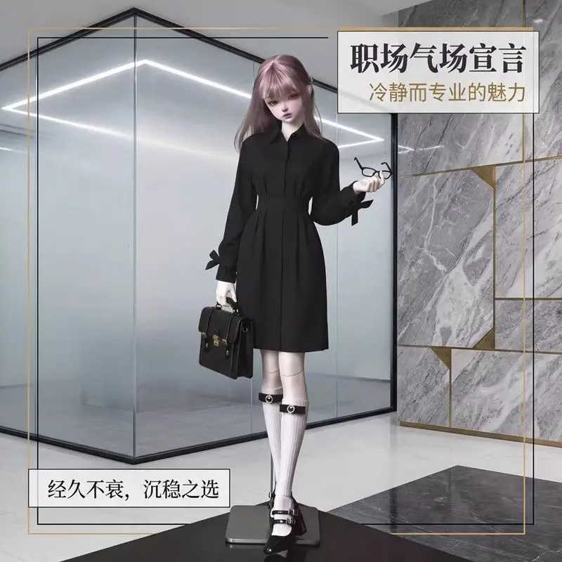 1/3 1/4 1/6 62 63 68 70Bjd Doll Simple Shirt Dress, Solid Color Midi Dress Casual Daily Wear Doll Costume, Only Clothes