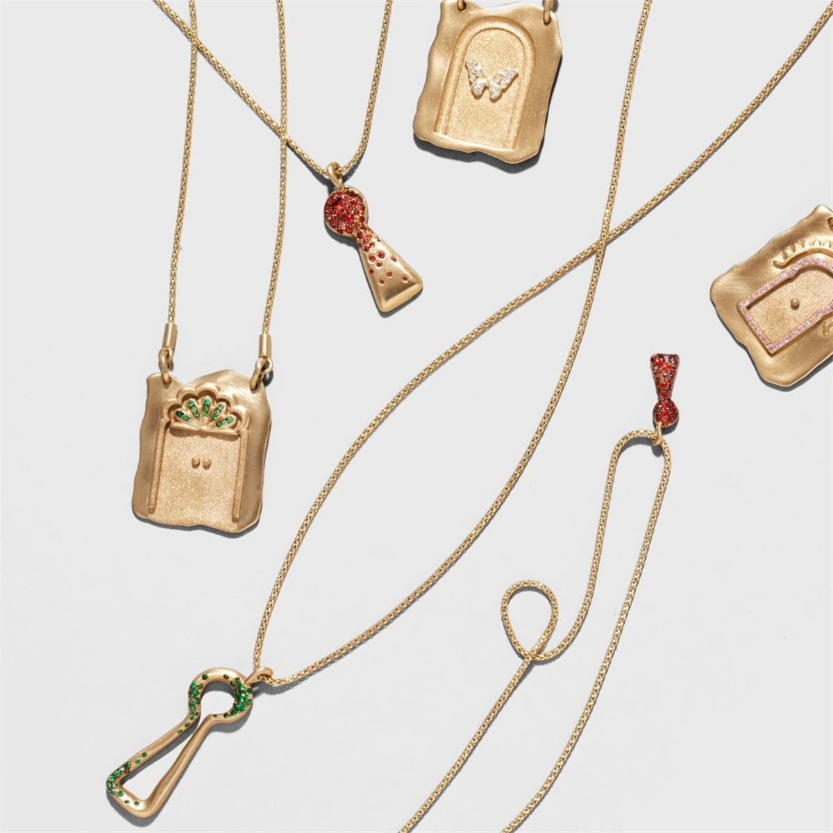 Gold Plated Tarot Card Necklace | Butterfly Rebirth Door Pendant | Vintage Diamond Charm Jewelry for Women