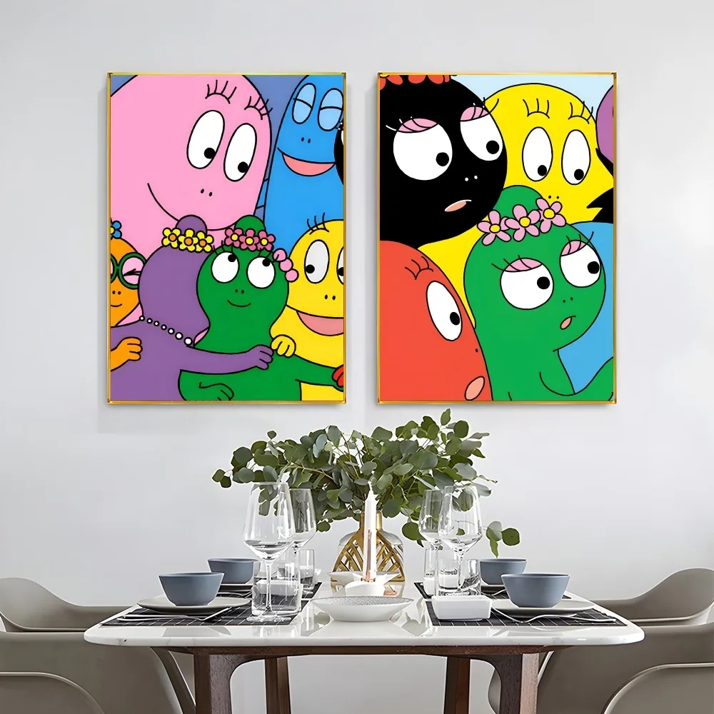 1PC Anime B-Barbapapa Poster Self-adhesive Art Waterproof Paper Sticker Coffee House Bar Room Wall Decor