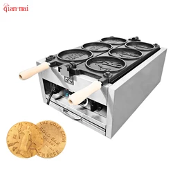 Gas Iron Commercial 10 Yen Round Cake Cheese Shaped Machine Coin Waffle Machine