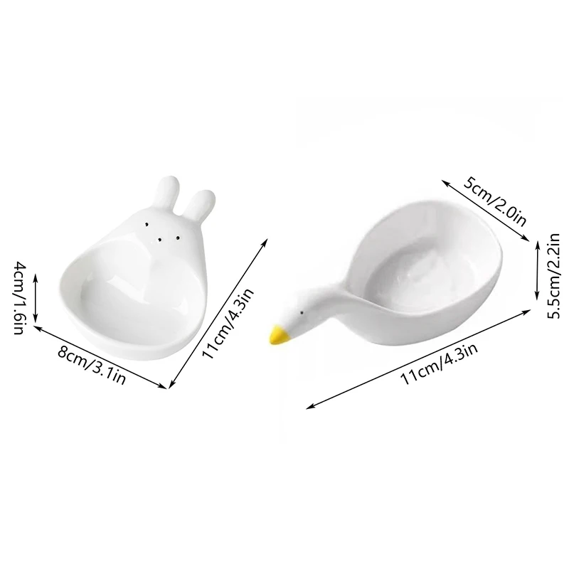 Cute Plastic Goose Rabbit Shaped Dishes Mini Cream Bowls Adorable Design Tableware For Afternoon Tea Household Food Serving Dish