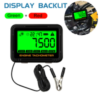 2 IN 1 Digital Tachometer with Clock Display Induction Tachometer Engine Gauge LCD SVC Alert RPM for Motorcycle Chain Saw