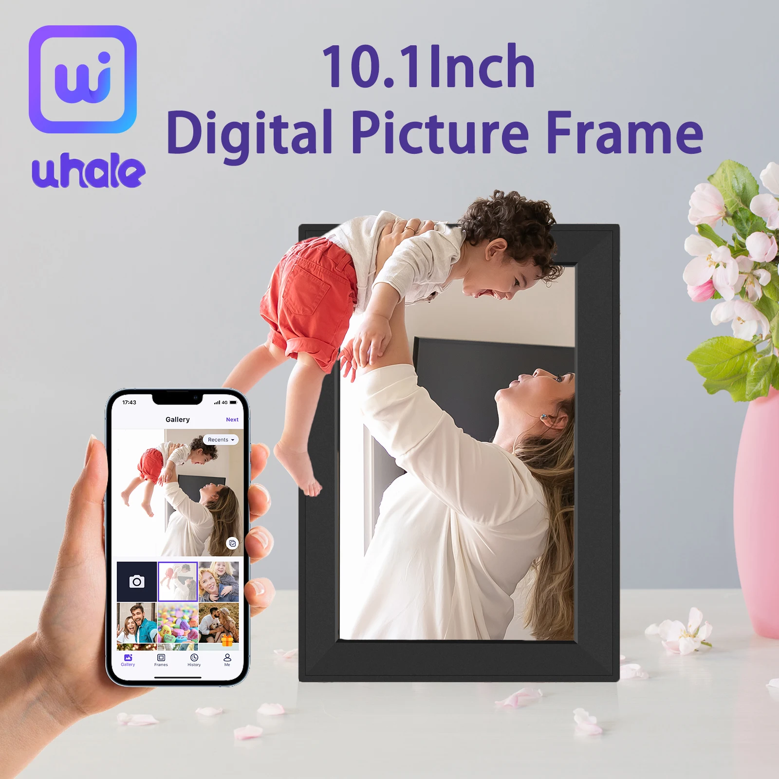 Home Bed Desktop Digital Picture Frame 10.1 Inch Smart WiFi Electronic 1280x800 HD Touch Screen Movie Video Good Gift