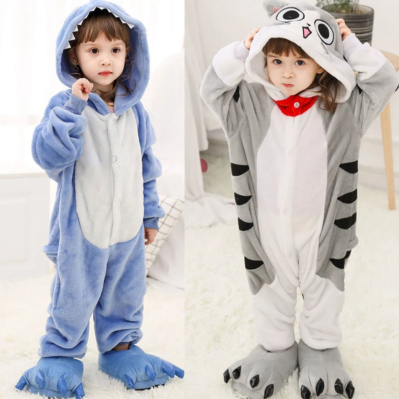 Kigurumi Cat Onesie Kids Unicorn Pajamas For Children Animal Cartoon Blanket Sleepers Baby Costume Winter Boy Girl Jumspuit