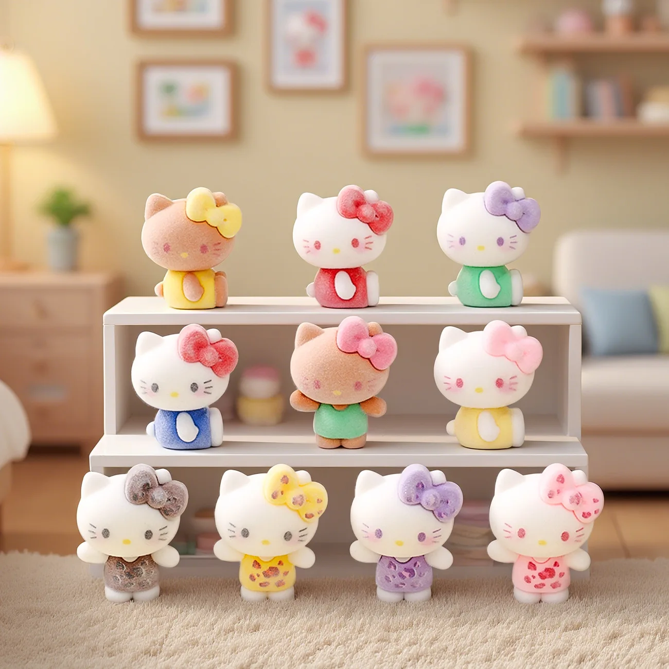

10/30PCS Sanrio's New Rainbow Hello Kitty Cute Grain Doll Trendy Play Blind Box Doll Office Desktop Small Ornament Small Gift
