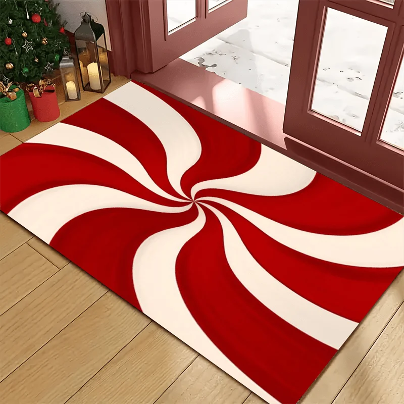 VIKAMA Christmas Candy Cane Doormat Snowman & Deer Welcome Carpet Outdoor Indoor Entryway Mat Living Room Rugs Home Decor