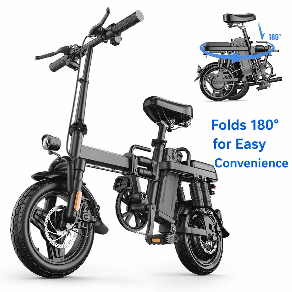 500W Folding Electric Bike for Adults, 48V 15AH Removable Battery 60km Range, 43km/h 14" Foldable E-Bike, Dual Disc Brakes, Dual Suspension, 3 Riding Modes, City Commuter Electric Bicycle image 6