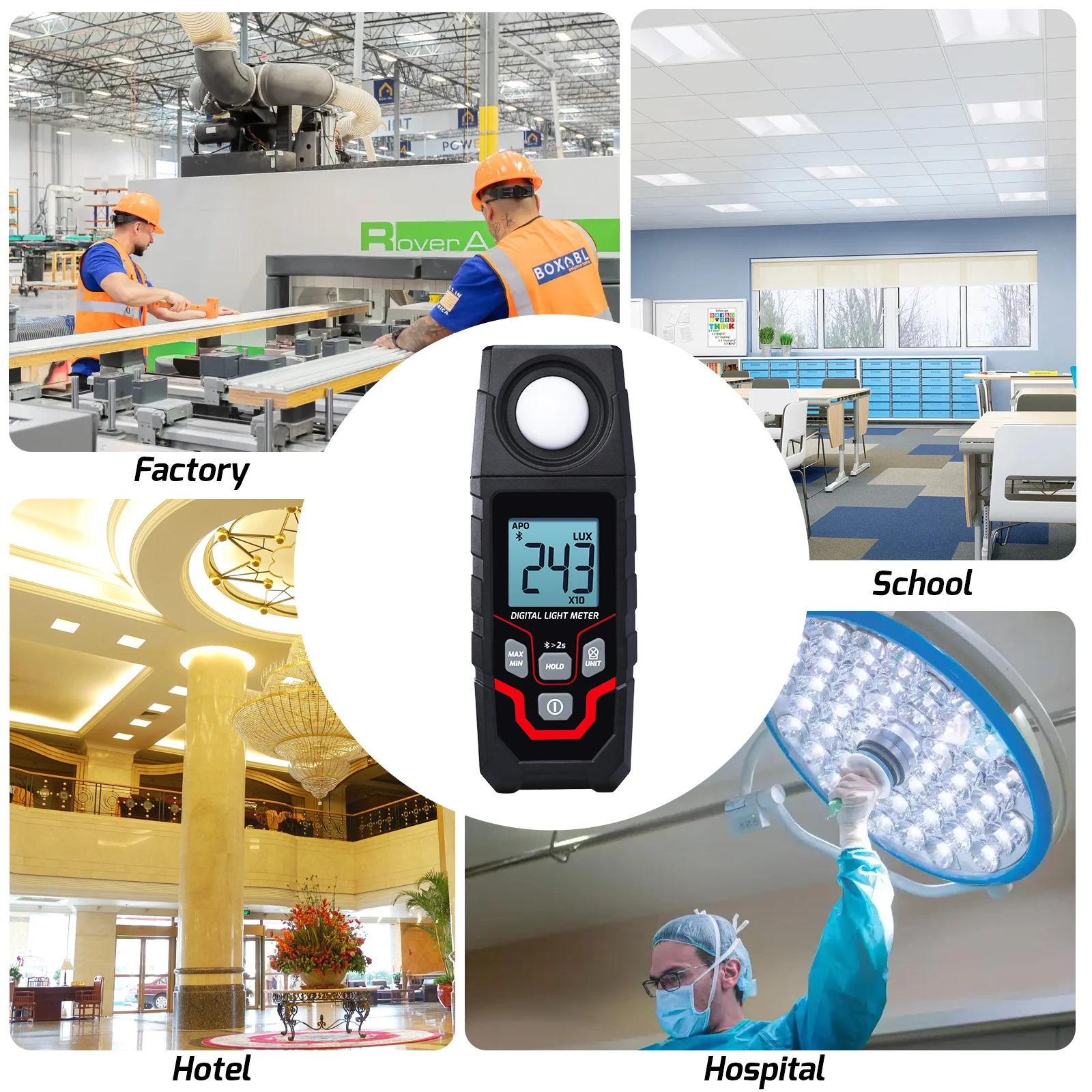 High Quality Digital Lux Meter with Bluetooth Function 10 Meters Range 0.1~200000LUX Light Lux Integral Type Datalogger