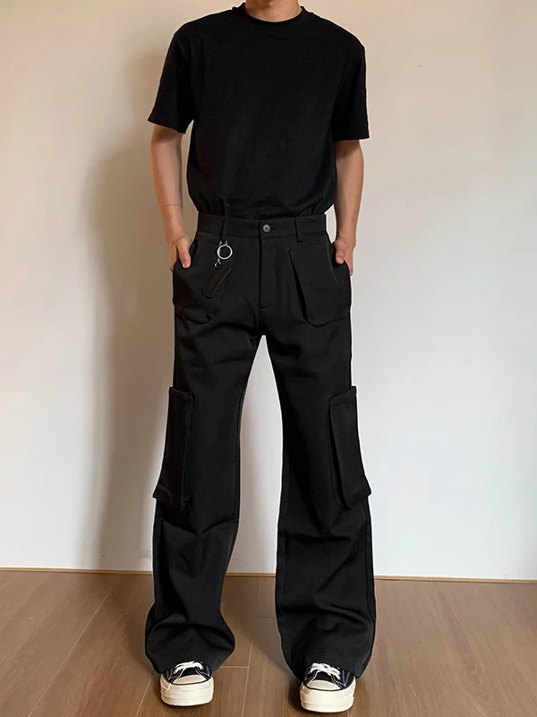 

Bla Work Trousers Men's Summer Large ket Log Cutting Pants American High Street Micro Flared Knife Casual Faion