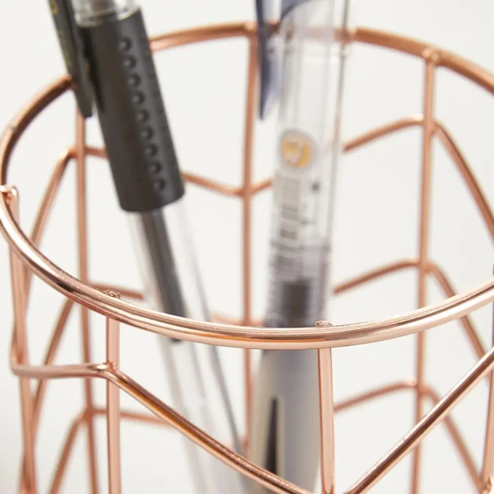 New Metal Pen Holder Multipurpose Tabletop Decor Cosmetic Brush Storage Bucket Scandinavian Style Office Storage