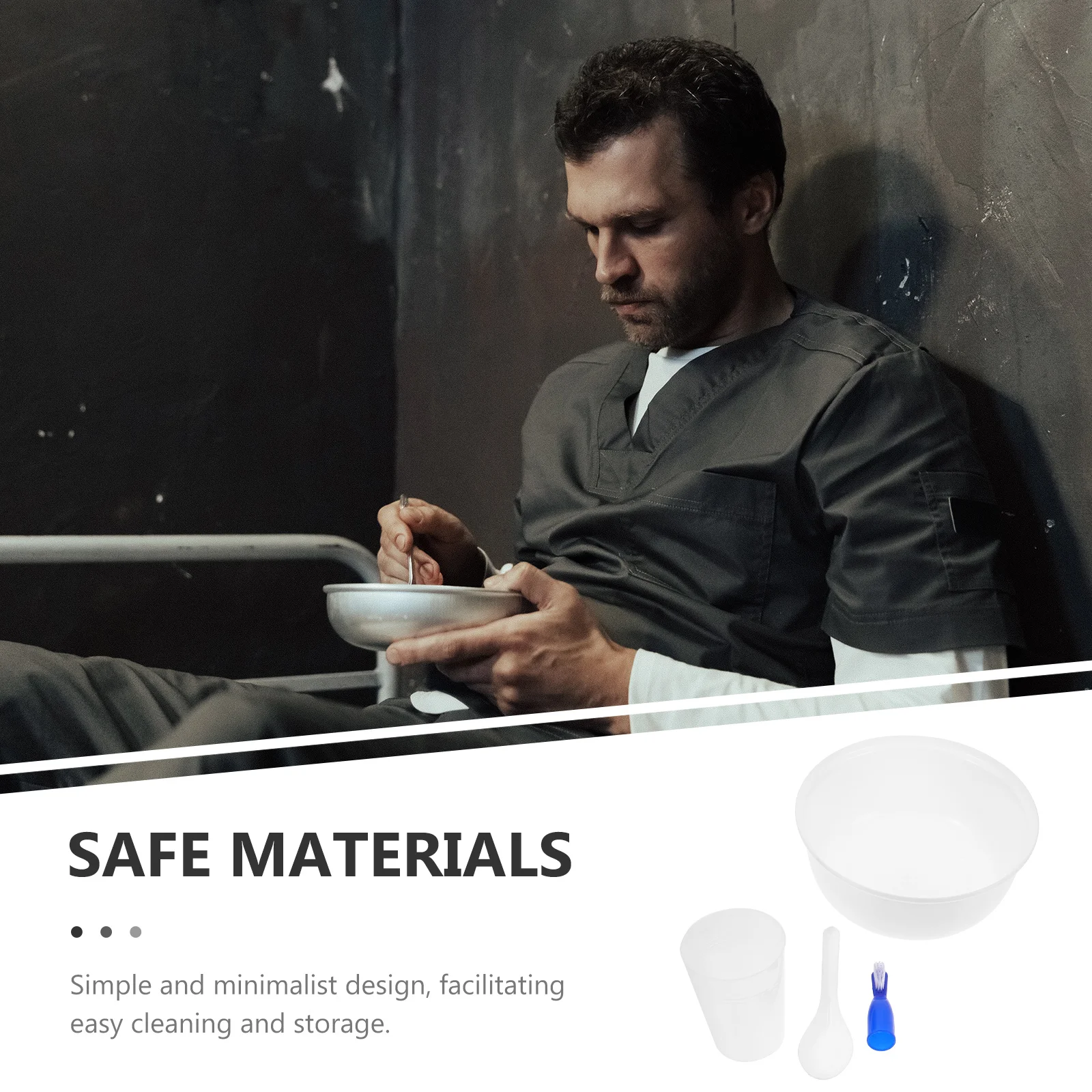 

1 set 1 Set 4-Piece Bowl Cup Spoon Toothbrush For Prison Use Small Mini Essentials Jail Health Care Accessories