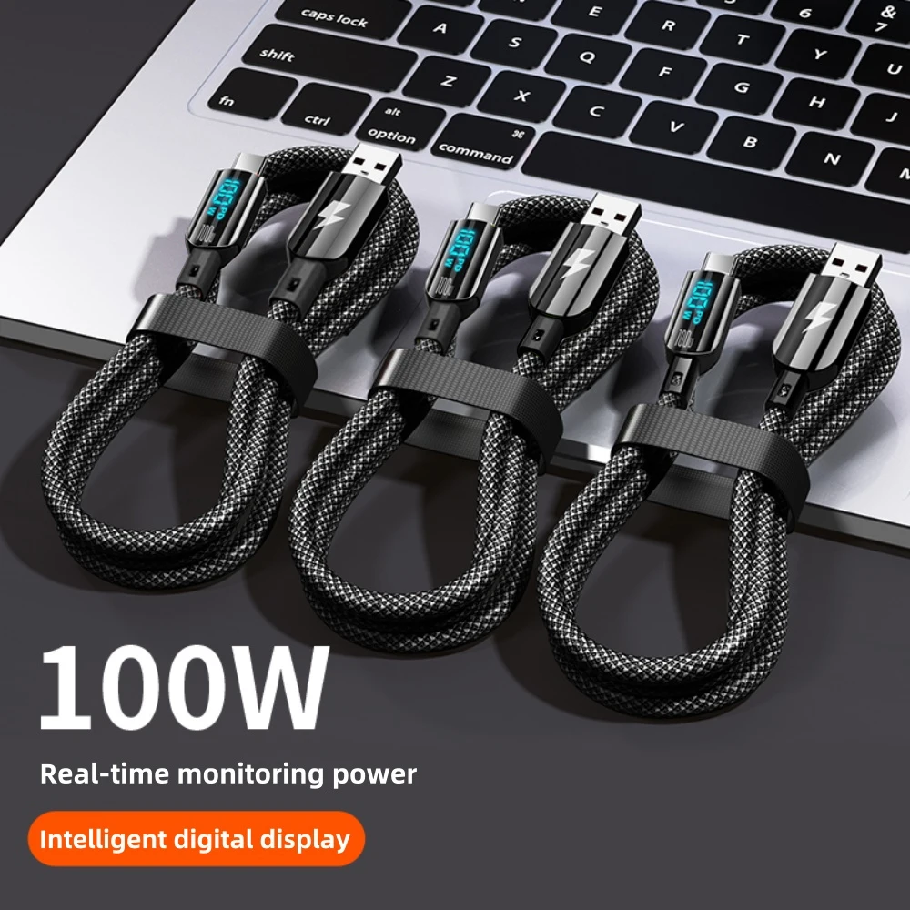 PD 100W Digital Display Cable USB Cable 66W Fast Charging Charger For iPhone 15 Pro Max Xiaomi Huawei Poco Samsung Oneplus