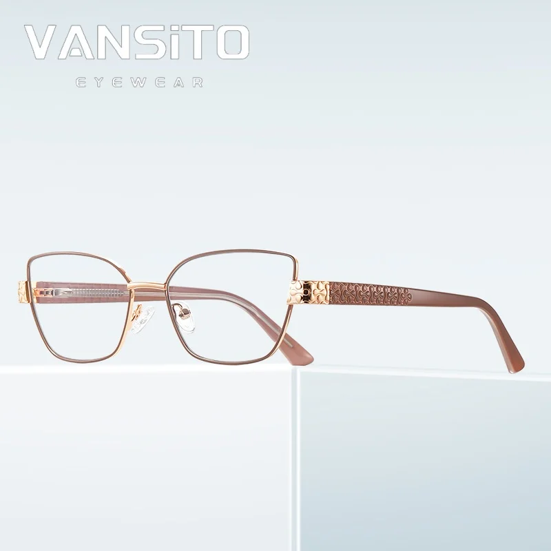 

VANSITO Hot Sale Anti-blue Light Glasses CP Metal Frame Flat Light Glasses for Ladies Eyeglasses Frames