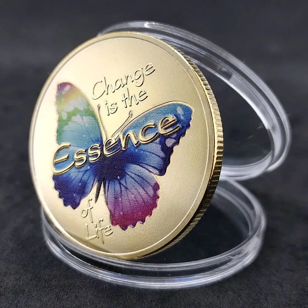 

Butterfly Commemorative Coin Lucky Coins Inspirational Wish Gold Medal Gorgeous Transformation Colorful Painting Butterflys Toy