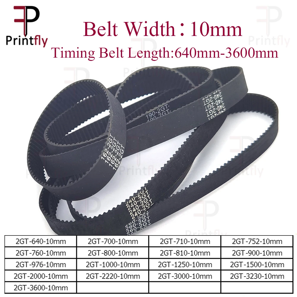 Printfly 2GT/GT2 Timing Belt Width 10mm 640 700 710 752 760 800 810 900 976 1000 1250 1500 2000 2220 3000 3230 3600