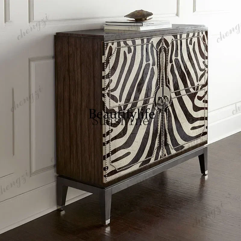 X173 American retro fabric Xuan Guan Tai solid wood old high-end foyer decorative table
