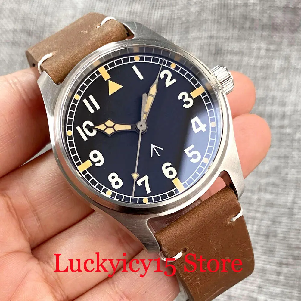 

Tandorio 39mm Brush Pilot Case NH35A PT5000 Movement 20bar Waterproof Black Selfwinding Men Watch Sapphire Crystal Green Lume