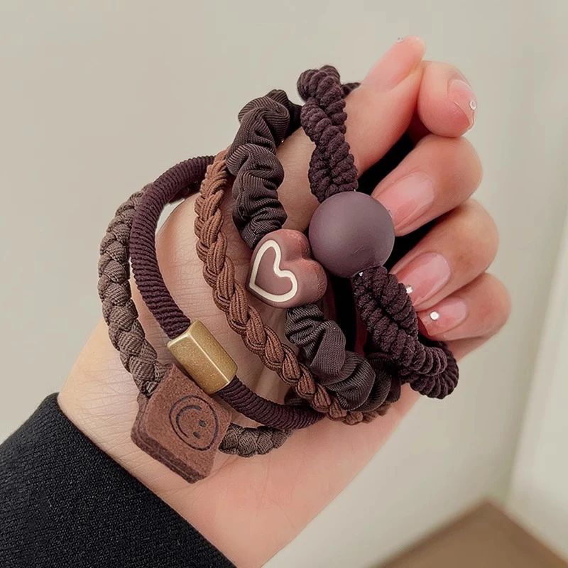 5/10 قطعة بسيطة القلب الكرة سحر Scrunchie لا ضرر مطاطا مضفر العلاقات الشعر الحبال النساء الفتيات ذيل حصان حامل الأربطة المطاطية