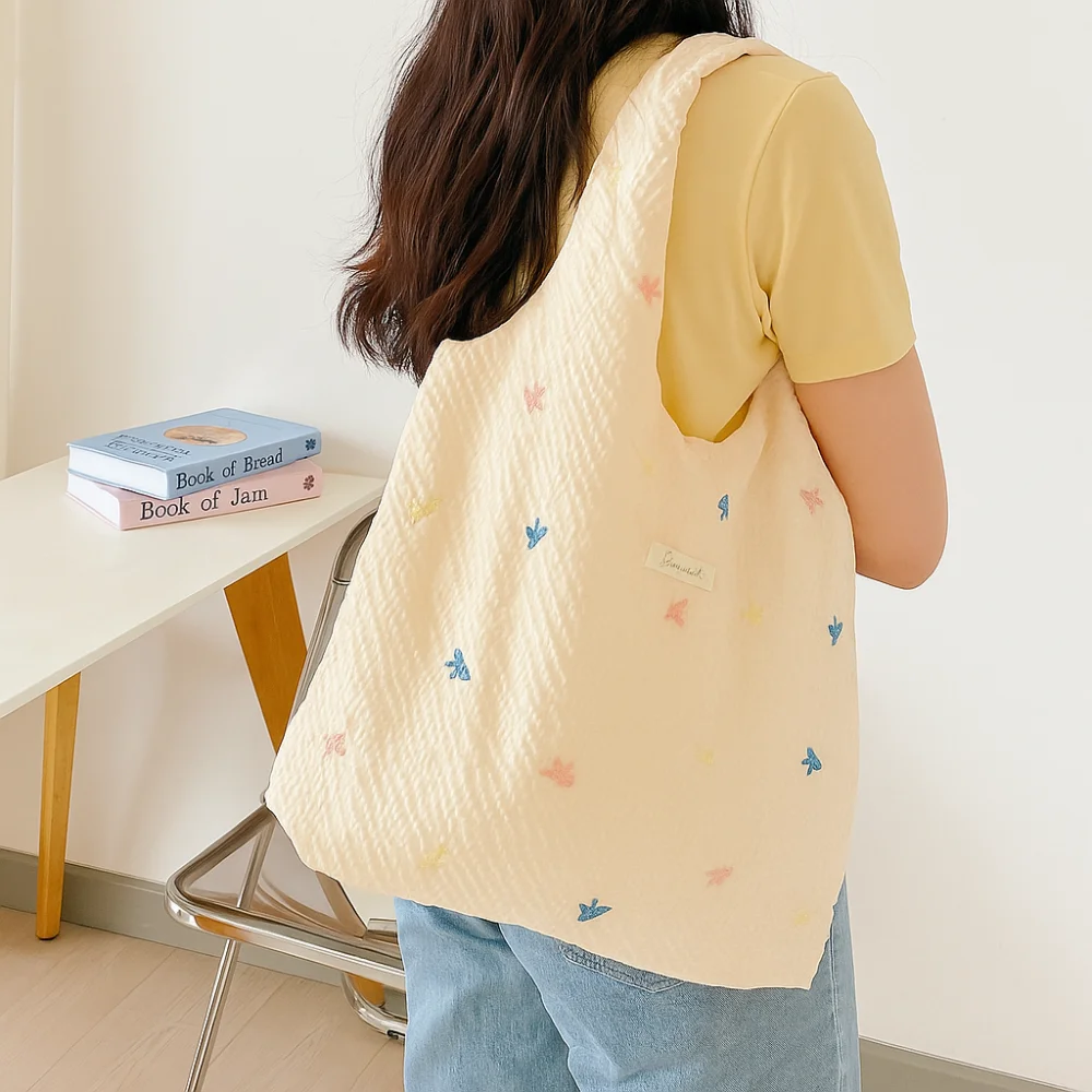 

Casual Korean Style Bowknot Vest Bag Sweet Cloth Cloth Hobo Bag Commuting Leisure Canvas Underarm Bag Women
