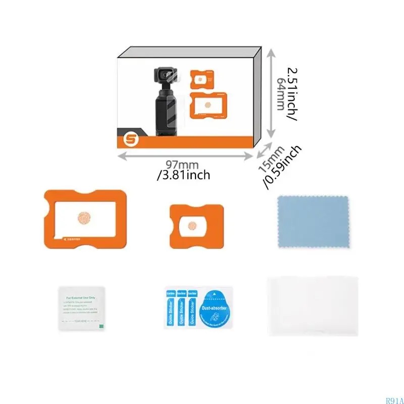 R91A Tempereds Glass Screen Protectors Film for Pocket 3 Camera Lens Cover