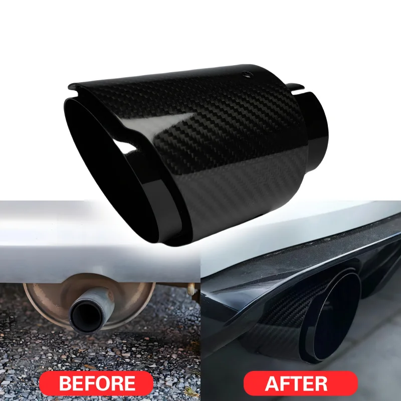 

A Carbon Fiber Straight Edge Polished Tail Exhaust Pipe, a Decorative Tip for Car Exhaust Pipe Modification.