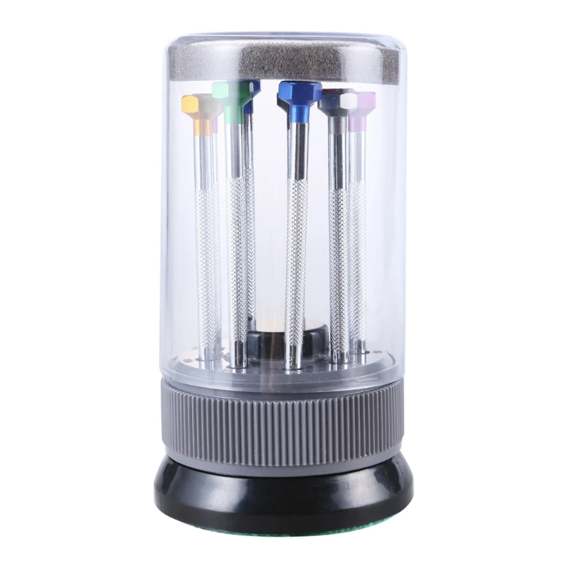 

9Piece Watch Repair Screwdriver Set Colorful With Rotating Base 9 Spare Bits Phone Jewelry Glasses Screw Remover